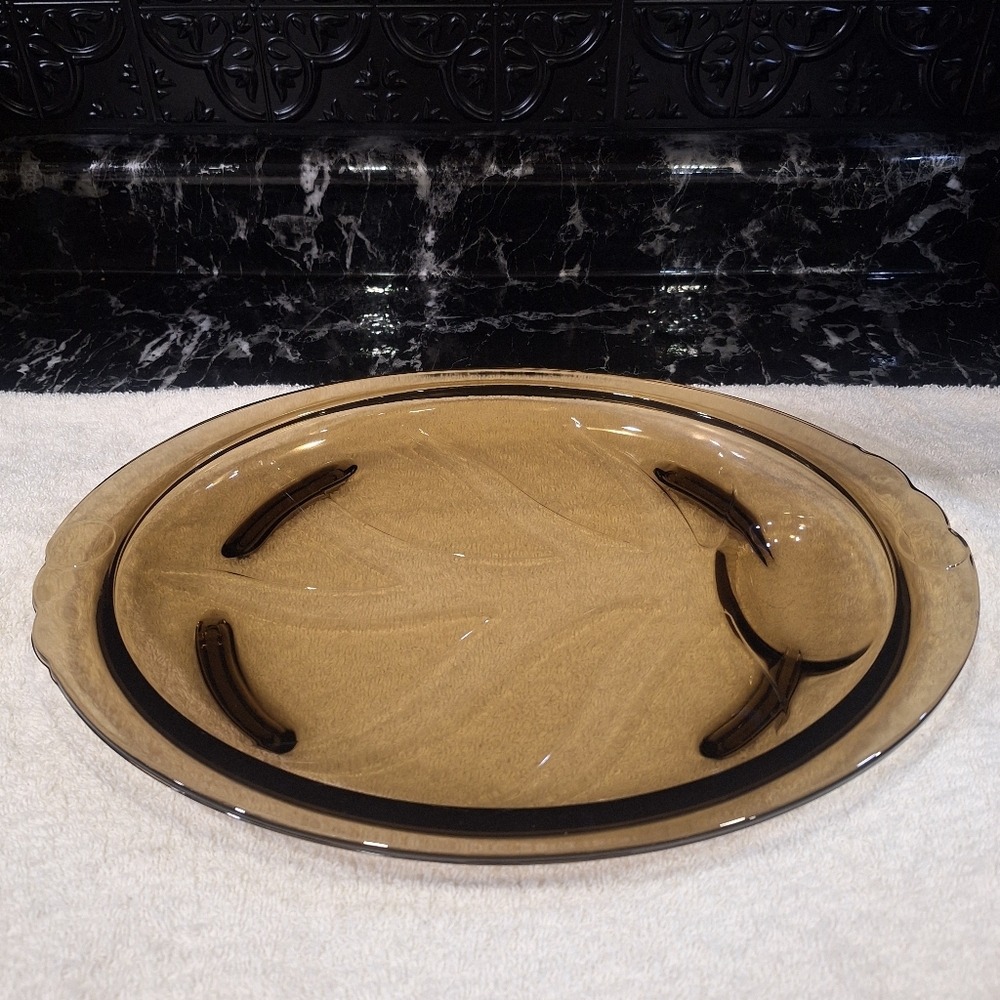 Pyrex Tree Of Life Meat Platter, Amber Pyrex 815 Vintage Meat Serving Tray